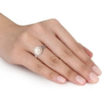 Beyaz Yuvarlak Kültürlü Tatlısu İnci Gümüş kokteyl yüzüğü