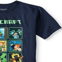 Çocuklar Minecraft Karanlıkta Parlayan Kısa Kollu Lisanslı Tişört