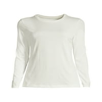 Lands 'End kadın Rahat Supima pamuklu uzun kollu tişört Crewneck T-Shirt