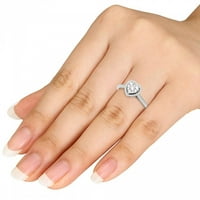 1 4ct TW Pırlanta 10K beyaz altın kalp şeklinde küme Halo Nişan yüzüğü