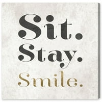 Wynwood Stüdyo Tipografi ve Tırnaklar Duvar Sanatı Tuval Baskılar 'Sit Stay Smile' İlham Verici Sözler ve Sözler