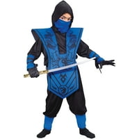 Eğlence Dünyası Komple Ninja Çocuk Cadılar Bayramı Kostümü, Mavi