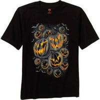Mutlu Cadılar Bayramı Erkek Siyah Glow Karanlık Korkunç Kabak Sahne T-Shirt XL