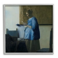 Stupell Industries Kadın Okuma bir Mektup Johannes Vermeer Klasik Boyama Boyama Gri Çerçeveli Sanat Baskı Duvar Sanatı,