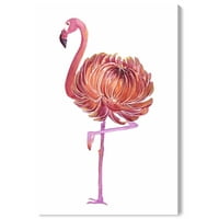 Wynwood Stüdyo Hayvanlar Tuval Sanat Baskı 'Çiçek Flamingo' Kuşlar-Pembe, Turuncu