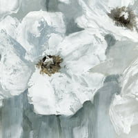 Beyaz haşhaş buket gri Nan tarafından sarılmış tuval sanat resim baskı
