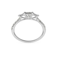 İmparatorluk 10 K Gül Altın 1CT TDW Prenses Kesim Pırlanta Üç Taş Nişan Yüzüğü