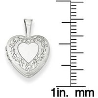 Primal gümüş gümüş çiçek sınır kalp madalyon kablo zinciri üzerinde