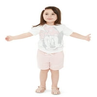 Minnie Mouse Bebek ve Yürümeye Başlayan Kız Çocuk şort Takımı, 2 Parça Kıyafet Seti, 12M-5T
