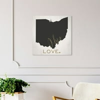 Wynwood Stüdyo Haritalar ve Bayraklar Duvar Sanatı Tuval Baskılar 'Ohio Aşk' ABD Devletleri Haritalar-Siyah, Altın
