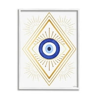 Stupell Industries Canlı Mavi Göz Vintage Geometrik Deco Göz Alıcı Şekiller, 20, Amanda Greenwood'dan Tasarım