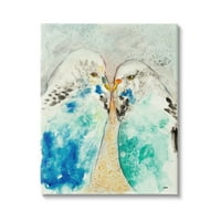 Stupell Endüstrileri Çift Mavi Muhabbet Kuşları Kuşlar Noktalı Suluboya Detay Resim Galerisi Sarılmış Tuval Baskı